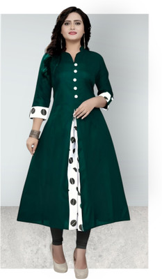 Texpa Fashions Women Printed A-line Kurta(Dark Green)