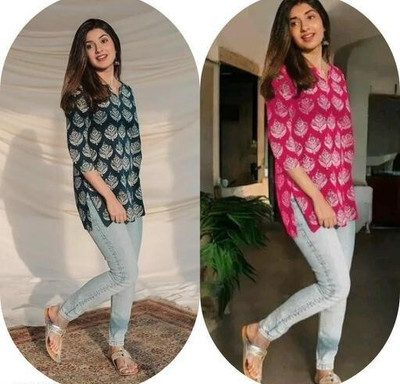 KAAYA CREATION Women Printed Straight Kurta(Multicolor)