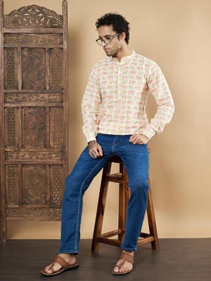 FABRIC FITOOR Men Self Design Straight Kurta(White)
