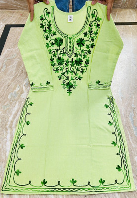 Andheriyas Textiles Women Self Design Straight Kurta(Green)