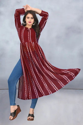 dealbazaars Women Printed Anarkali Kurta(Red)
