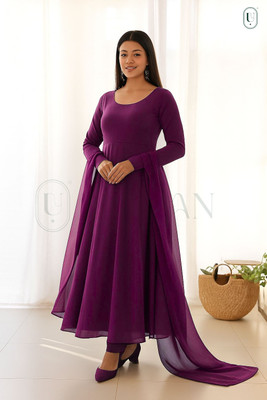 mogal fashion Women Solid Anarkali Kurta(Maroon)