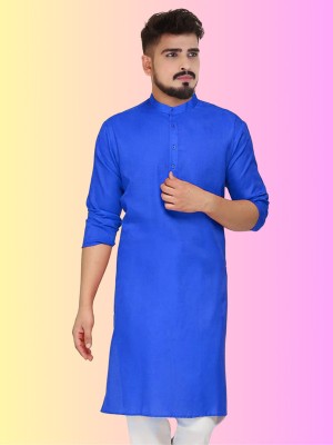 SUFFY CREATION Men Solid Straight Kurta(Dark Blue)