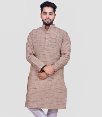 Sypher Boutique Men Self Design Straight Kurta(Beige)