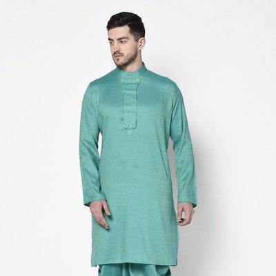 DEYANN Men Solid Straight Kurta(Green)