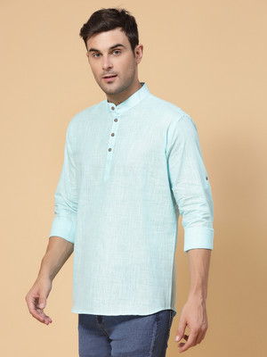 METRONAUT Men Solid Casual Light Blue Shirt