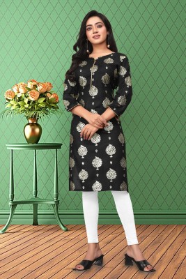 GUPTA TRENDZ Women Floral Print A-line Kurta(Black)