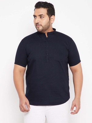 SHOWOFFFF Men Solid Straight Kurta(Dark Blue)