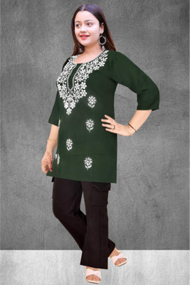 Asifana Enterprises Women Embroidered A-line Kurta(White)
