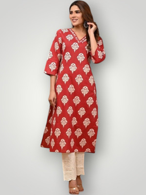 PRAYAARI FASHIONS Women Self Design Straight Kurta(Maroon)