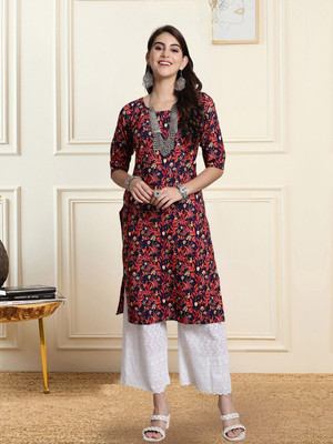 1 Stop Fashion Women Printed A-line Kurta(Red)