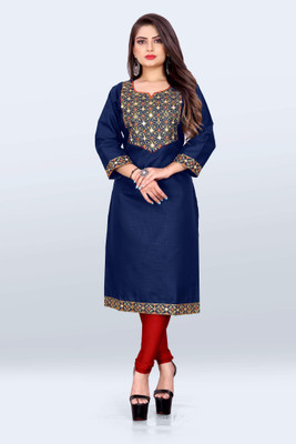 Dudheeba Textiles Women Embroidered A-line Kurta(Maroon)