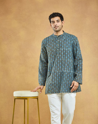 Fabindia Men Printed Straight Kurta(Multicolor)