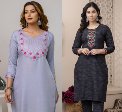 Auzanoor Collection Women Printed Straight Kurta(Multicolor)