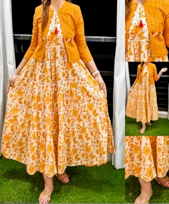HECOLLY Women Floral Print Anarkali Kurta(Multicolor)