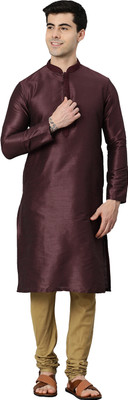 Manthan Men Solid Straight Kurta(Purple)
