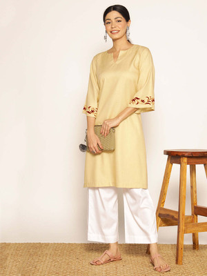 LetsDressUp Women Printed Ethnic Dress Kurta(Beige)