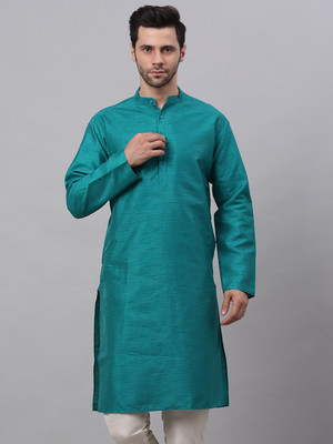 Jompers Men Solid Straight Kurta(Green)