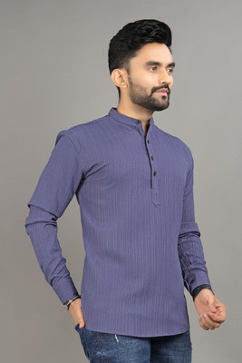 Nofilter Men Solid Straight Kurta(Purple)