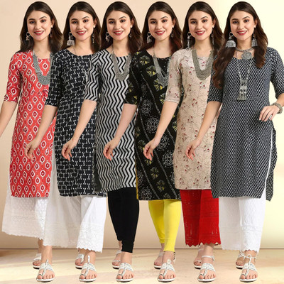 1 Stop Fashion Women Printed Straight Kurta(Multicolor)