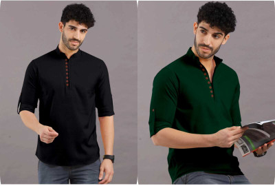 StoneHeart Men Solid Straight Kurta(Multicolor)