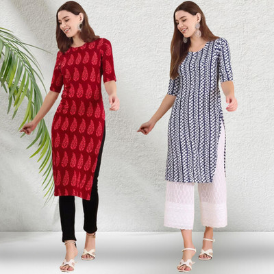1 Stop Fashion Women Printed A-line Kurta(Multicolor)