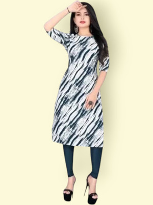 HouseOfCommon Women Printed Straight Kurta(Blue)
