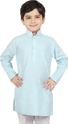 SG YUVRAJ Boys Self Design Straight Kurta(Blue)