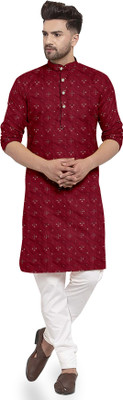 Dhavan Creation Men Embroidered Straight Kurta(Maroon)