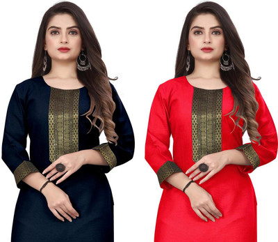 HF HOLYDAY FASHION Women Embellished Pathani Kurta(Blue, Red)