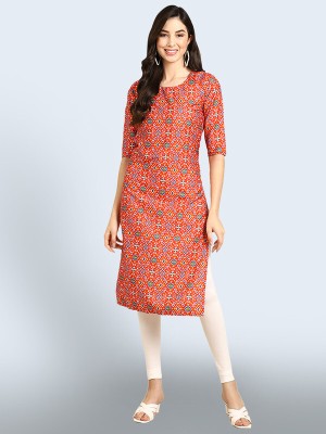 EthnicBasket Women Printed A-line Kurta(Orange)