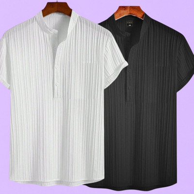 JenilEStore Men Self Design A-line Kurta(White, Black)