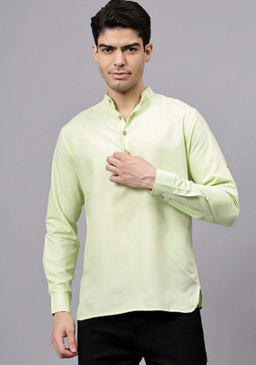 HouseOfCommon Men Solid Straight Kurta(Light Green)