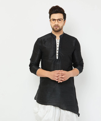 ARMAAN ETHNIC Men Self Design Asymmetric Kurta(Black)