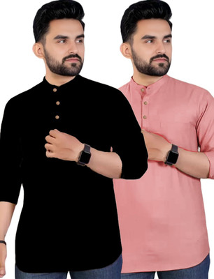 CROWNTAIL Men Solid Straight Kurta(Multicolor)