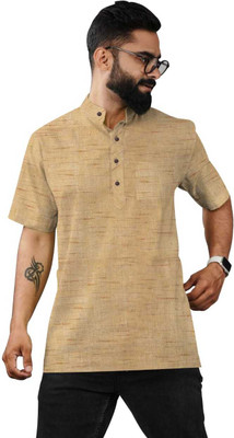 Abdullah Faishon Men Solid A-line Kurta(Brown)