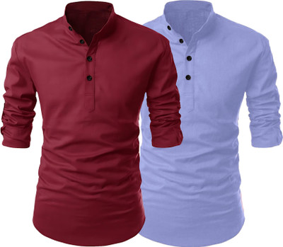 Fashion Marts Men Solid Straight Kurta(Purple, Maroon)