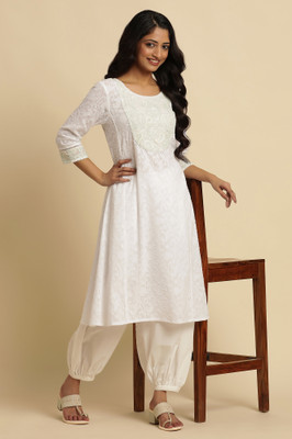 W Women Paisley A-line Kurta(White)