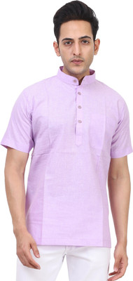 Kundan Men Solid Straight Kurta(Purple)