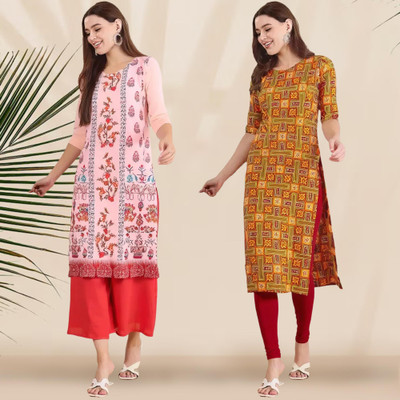 1 Stop Fashion Women Printed Straight Kurta(Multicolor)