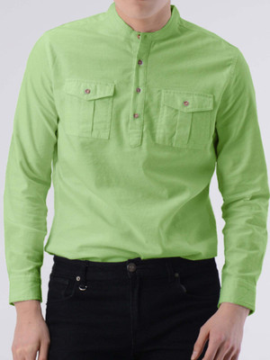 RAREMARK Men Solid A-line Kurta(Light Green)