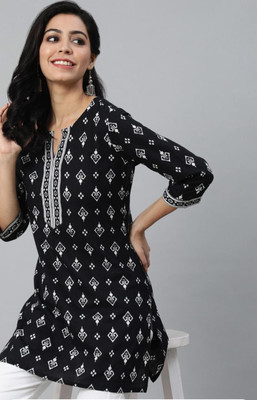 MFAMINA Women Striped Flared Kurta(Black)