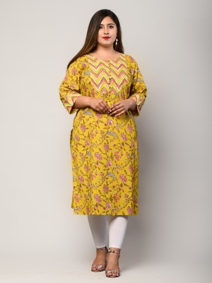 Swasti Women Printed Straight Kurta(Yellow)