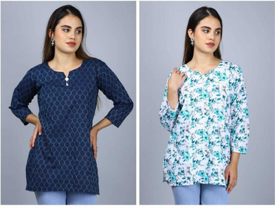 FaeebFashion Women Floral Print Straight Kurta(Multicolor)