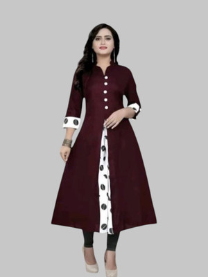 Rangrasiyatexk Women Printed Anarkali Kurta(Maroon)