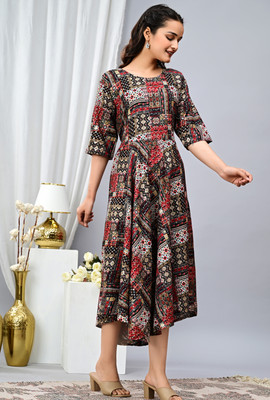 Tejal Textile Women Printed Anarkali Kurta(Multicolor)