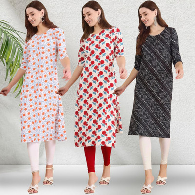 1 Stop Fashion Women Printed A-line Kurta(Multicolor)