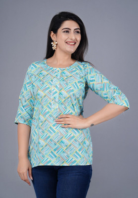 raavi fashion Women Printed Straight Kurta(Blue)