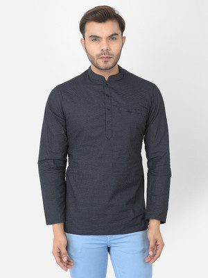 DEYANN Men Printed Straight Kurta(Blue)