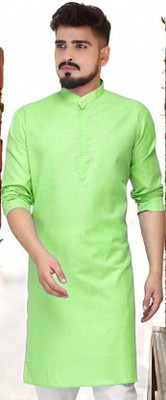 Krisha trend Men Solid Straight Kurta(Light Green)
